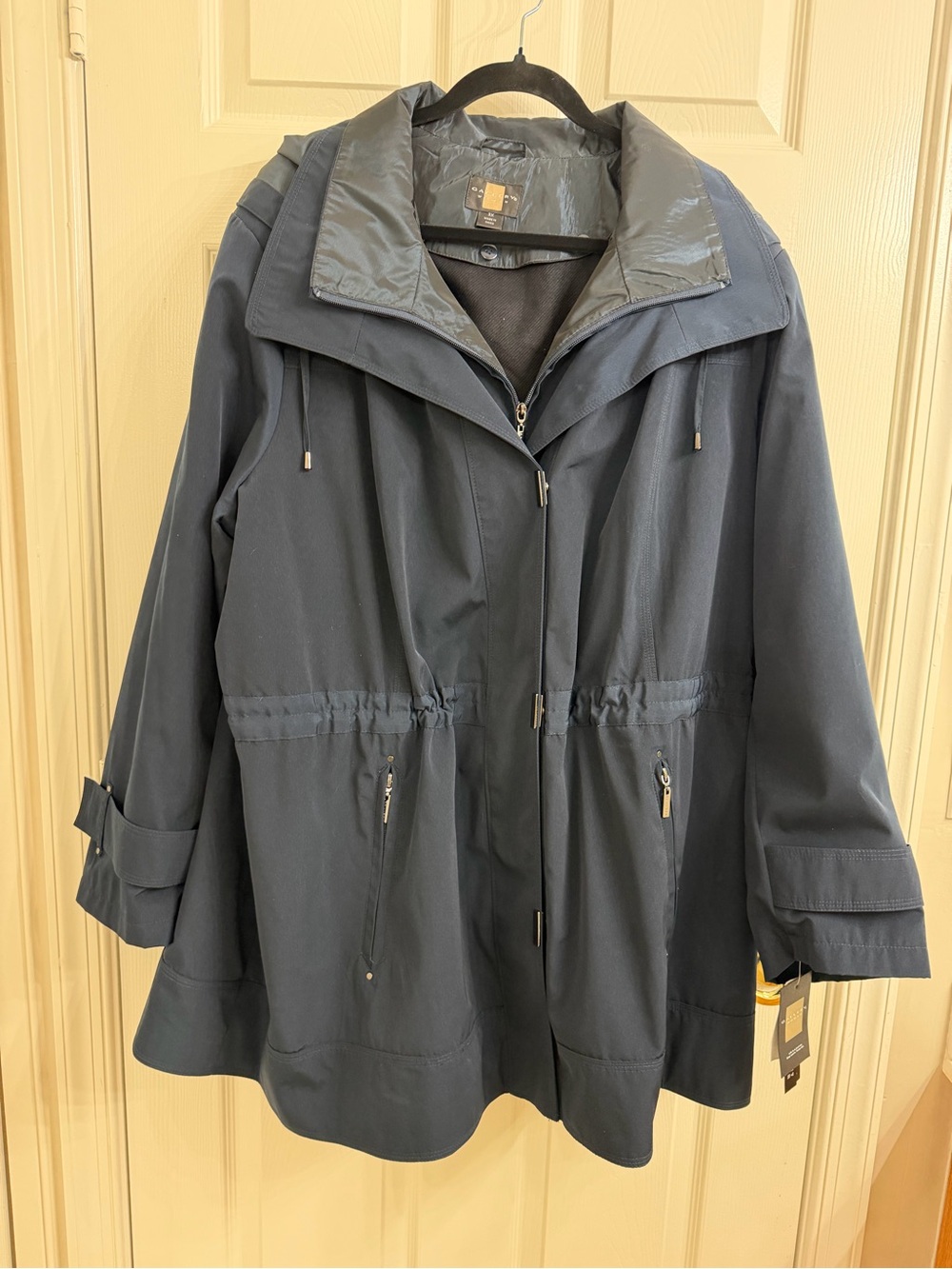 Women’s Peacock Blue Drawstring Waist Jacket Trench Coat Size 3X